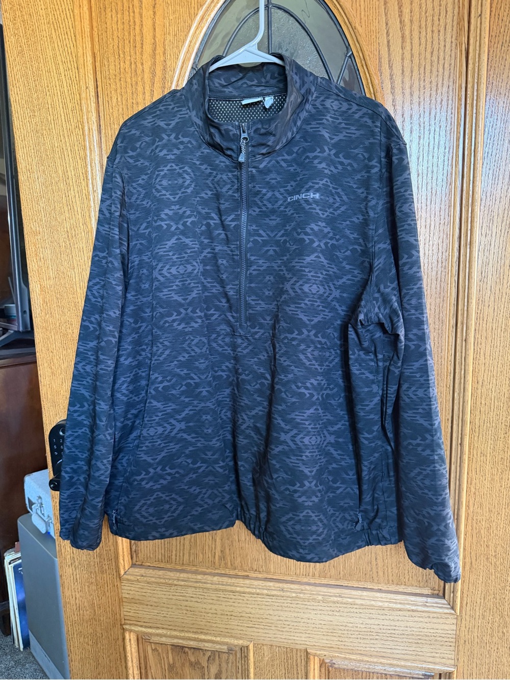 Cinch Men's Black Patterned Quarter-Zip Pullover